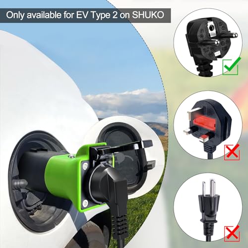 VOBOR Adapter V2L für EV,Adapter Typ 2 auf Schuko, 3.5KW 16A 220V Adapter von Fahrzeug zu Last,mit MG4, MG5, MG ZS,Wasser und staubdicht(Green)