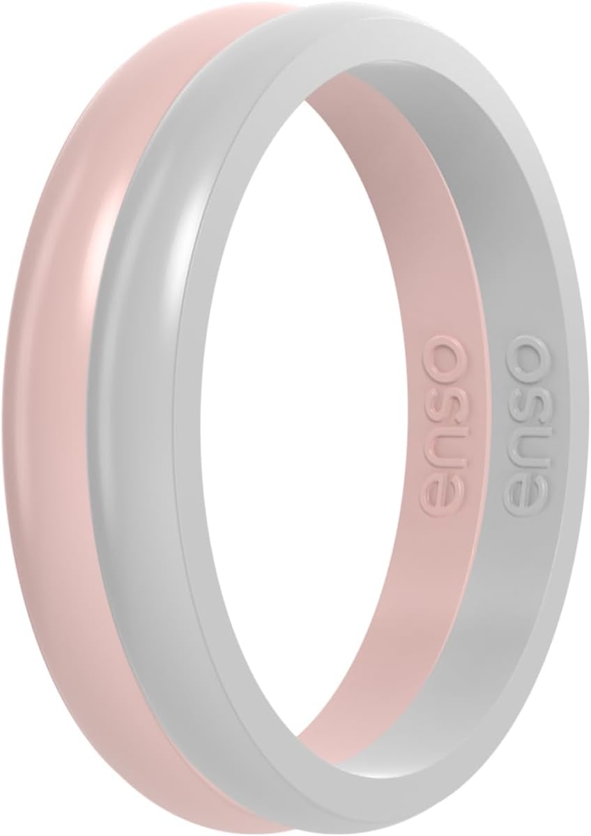 Enso Rings Halo Stackable Silicone Ring – Multi Color Unisex Wedding Engagement Band – Thin Minimalist Band – 2.54mm, 1.5mm Thick