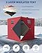 FinerFurnis Insulated Pop-Up Ice Fishing Tent for 3-4 Persons – Portable Hub-Style Winter Shelter, Waterproof Oxford Fabric, Quick Setup, Anchors, Ropes & Carry Bag – Red