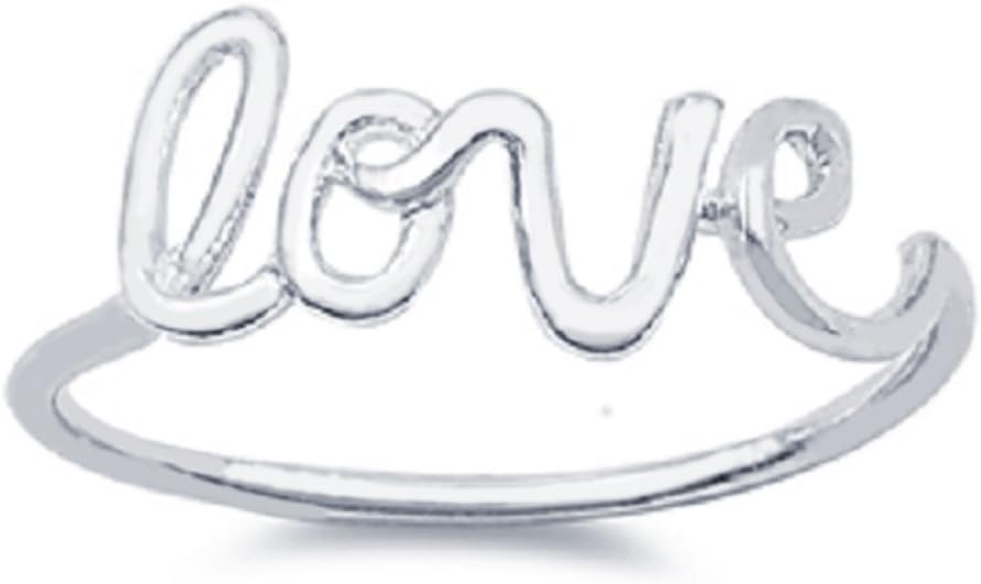 CloseoutWarehouse 925 Sterling Silver Love in Script Wire Ring (Comes in Colors)