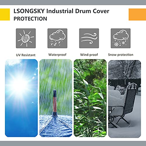 Lsongsky Industrial Fan Cover 30 Inches,Waterproof&Dustproof Cover Suitable For 30" High Velocity Movement Heavy Duty Drum Fan, Heavy Duty Outdoor Floor Fan Cover,Fits Up To 36 X 11 X 36 Inches,Black #TOP7