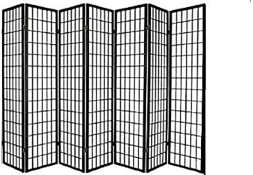 Panel Shoji Screen Room Divider 3-10 Panel 7 Panel, Black,