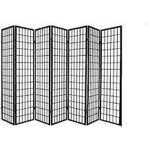 Panel Shoji Screen Room Divider 3-10 Panel 7 Panel, Black,