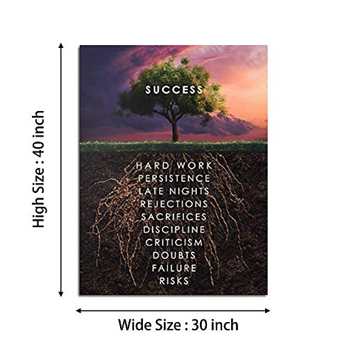 Yetaryy Inspirational Canvas Wall Art Motivational Success Tree Motto Painting Inspiring Entrepreneur Quote Posters Prints Artwork Office Decor Giclee Framed For Home Bedroom - 30" Wx40 H #TOP5