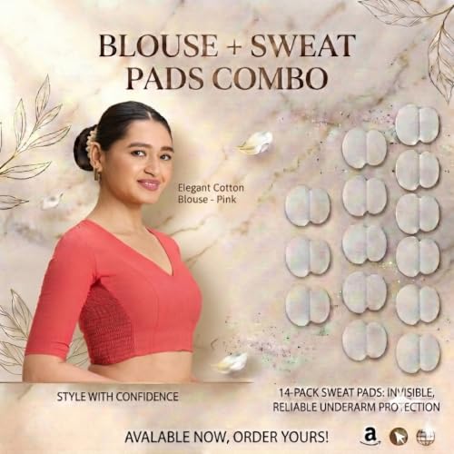 Image of Studio Shringaar Women's Thick Handloom Cotton Plain Side Stretch (Smocked) Readymade Saree Blouse