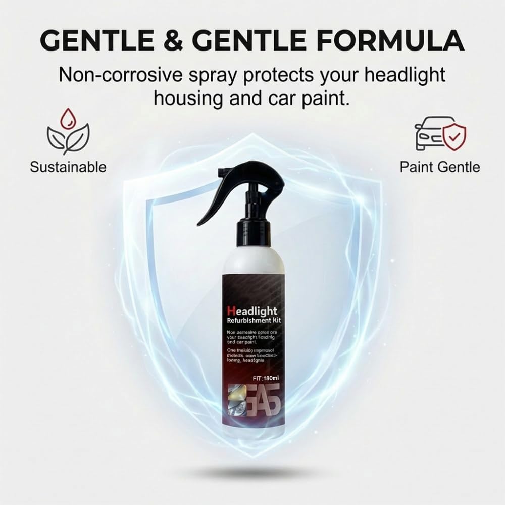 3 Set Professional Car Headlight Restoration Kit, 2026 New Headlight Cleaning and Polishing Spray, Multifunctional Headlight Oxidation Remover Spray for Vehicle Maintenance (3)