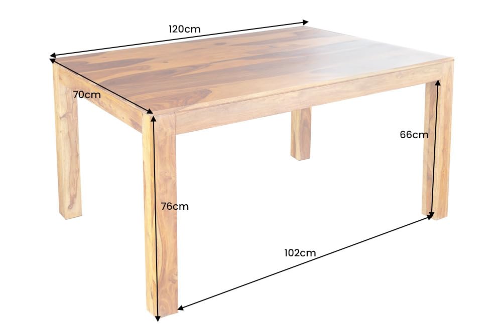 Riess Ambiente Massivholz Esstisch Pure 120cm Natur Stone Finish Sheeshamholz einzigartige Maserung Esszimmertisch Massivholztisch Holztisch Küchentisch