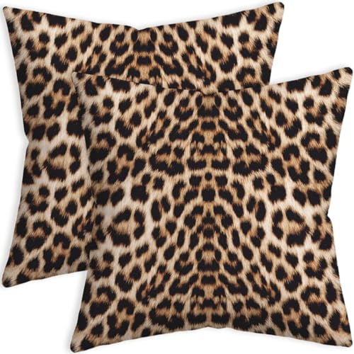 SCQIUSYA Leopard Print Pillow Covers 18x18, Cheetah Throw Pillow Cover, Accent Animal Print Pillow Covers for Couch Bed Sofa Chair Home Decor