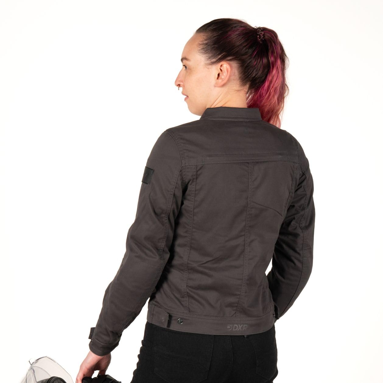 Chaqueta de moto Nazaire LADY para mujer, verano oscuro, gris, certificación CE