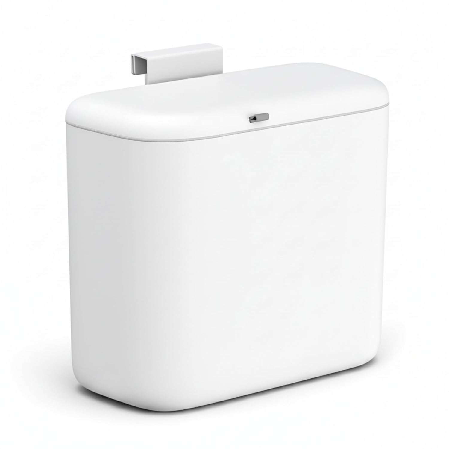 MUEE Hanging Compost Bin [1.8 Gal Standard Fit] Daily Food Scrap Collector with Slide Lid - Under Cabinet Small Trash Can for 2-3 Person Families, RV & Apartment - Matte White
