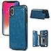 JOYAKI iPhone X/XS Wallet Case, iPhone X/XS Case with Credit Card Holder, Slim PU Leather Case with Card Slots, Protective Case with a Screen Protective Glass for iPhone X/XS 5.8 inch-Steelblue
