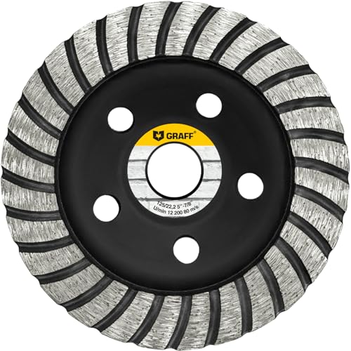 GRAFF Diamant Schleifscheibe 125 mm für Winkelschleifer - Diamant Schleiftopf für Stein, Beton, Fliesenkleber, Granit, Mauerwerk - Professional Turbo Schleifteller