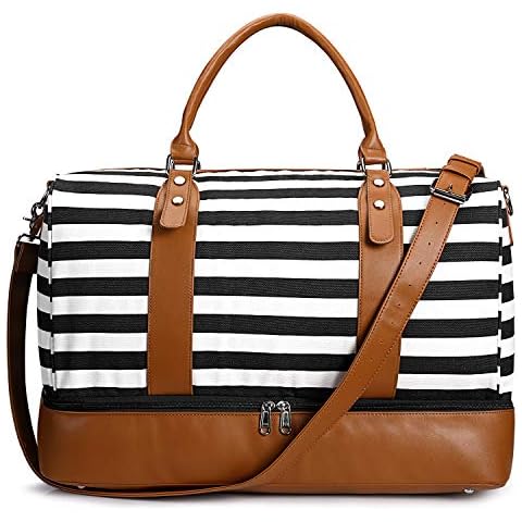 Newshows Women Weekender Bag Canvas Travel Duffel Bag Overnight Carry On Tote Bag with Luggage Sleeve Cover