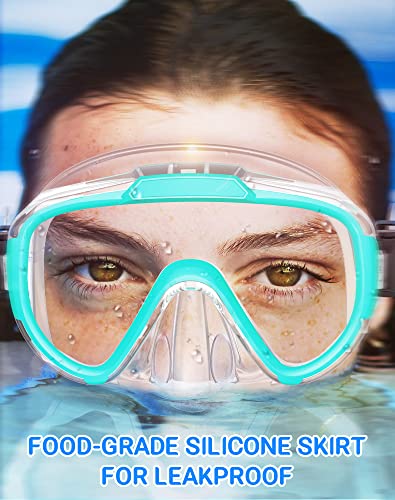 Gafas de natación para adultos y niños Swim Goggles, antivaho con cobertura nasal, máscara de buceo y snorkel clara sin fugas con vista panorámica de 180° para hombres, mujeres y jóvenes miniatura 6