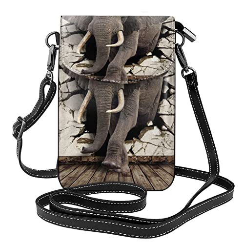 Sac à bandoulière en cuir PU pour femme avec imprimé colibri, Éléphant mural cassé., Taille unique Cover