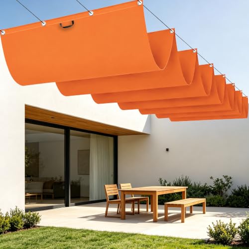 Toile d'ombrage rétractable 3x4m orange imperméable pour terrasse