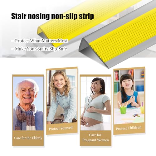 Evita resbalones en escaleras con este protector de borde de escalón de PVC gris autoadhesivo 2