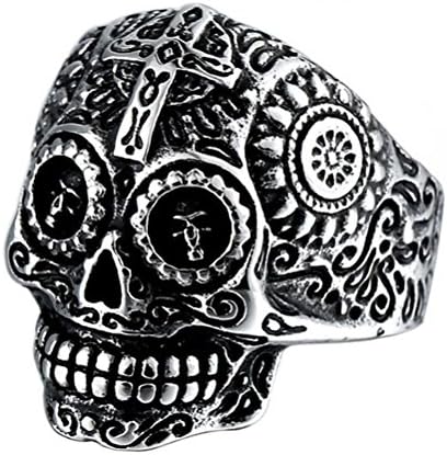 New Mens Stainless Steel Skull Head Ring Punk Skeleton Biker Band...