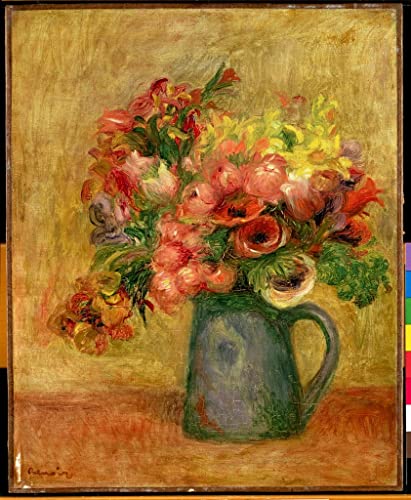 ENYLUFUT Célèbre Imprimé sur Toile Peinture d'art Murale Pichet de fleurs de Pierre Auguste Renoir Affiche Imprimé Pour la Décoration Murale 60x90cm