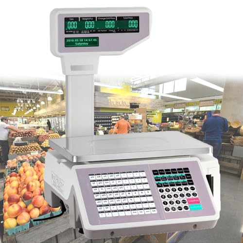 Báscula digital comercial con impresora de etiquetas