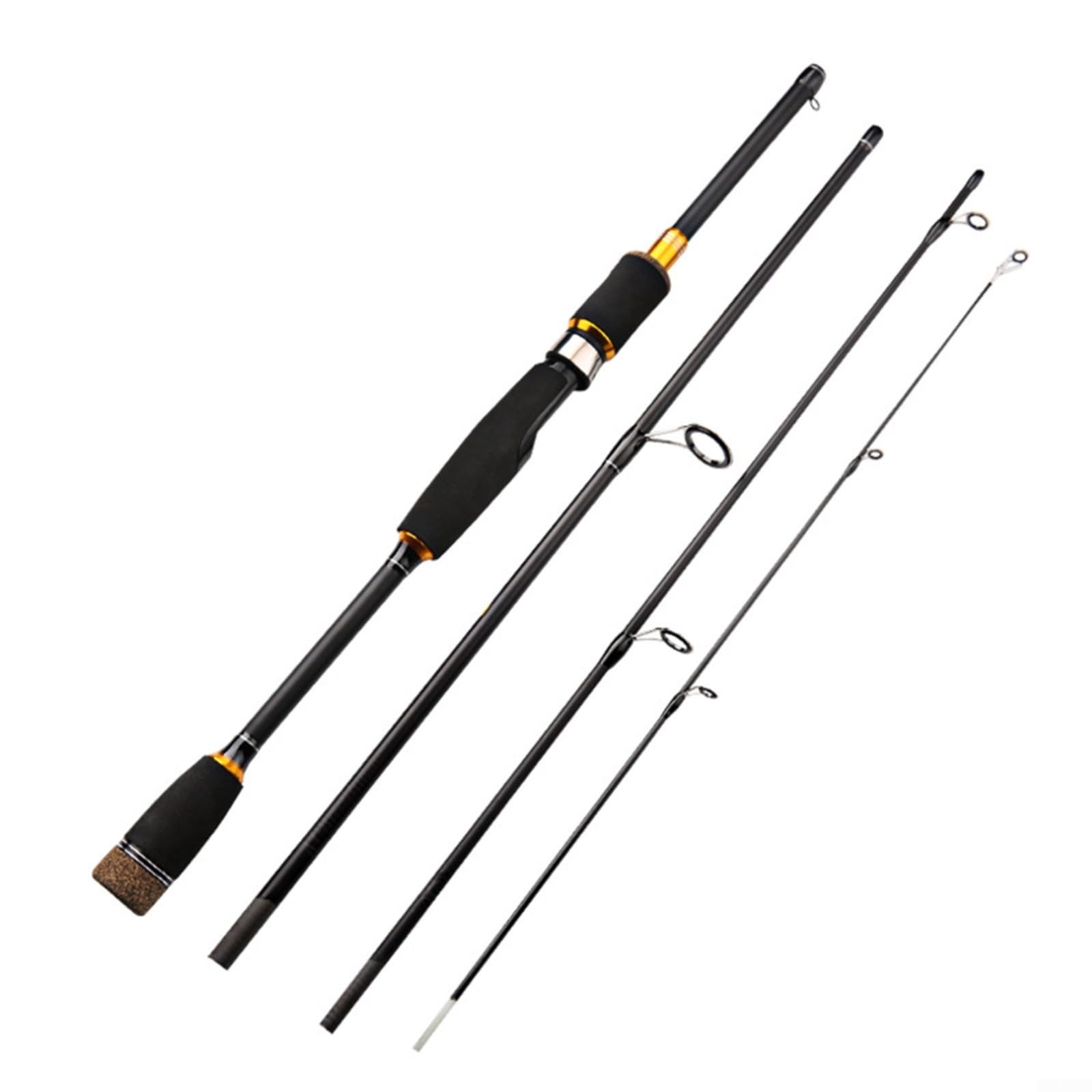 Zeroupshop 1.8 M 2.1 M Carbon Fiber Fishing Rod ML Power 4-Section Collapsible Travel Rod With EVA Handle For Bass Length(2.1M 4 Pack)