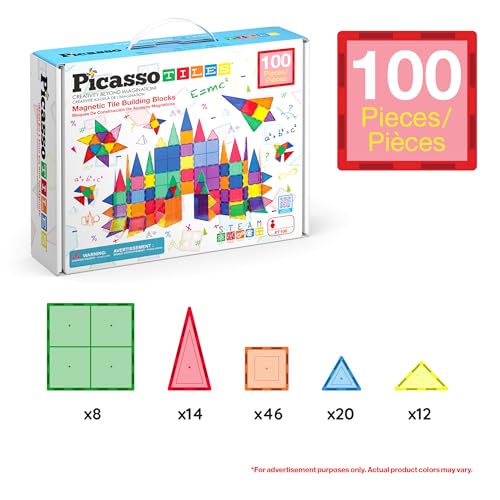 picassotiles 100 piece set 100pcs magnet building tiles clear magnetic 3d blocks construction playboards creativity beyond imagination inspirational recreational educational conventional