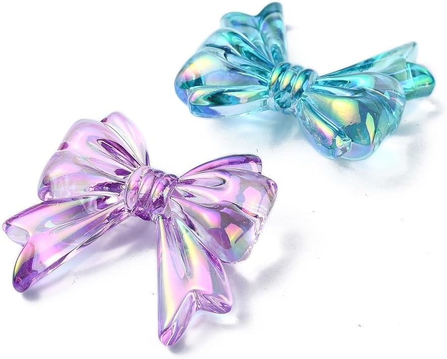 DanLingJewelry 100Pcs Colorful Transparent Acrylic Bowknot Beads Bow Tie Spacer Beads for DIY Jewelry Bracelet Necklace Making - Image 3