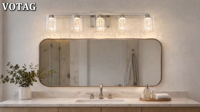 Image of 5-Light LED Vanity Light Fixtures for Bathroom,Electroplated Nickel