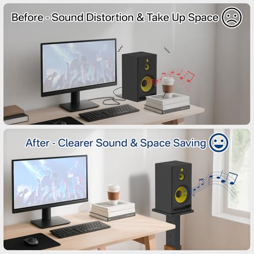 18\"-28\" Height Adjustable Studio Monitor Stands Pair for Yamaha/Presonus/KRK/JBL/ADAM Audio/Mackie/Edifier Studio Monitors Speaker Stand- Heavy Duty Wood Studio Monitor Floor Stands for Surround Sound - Thumbnail 6