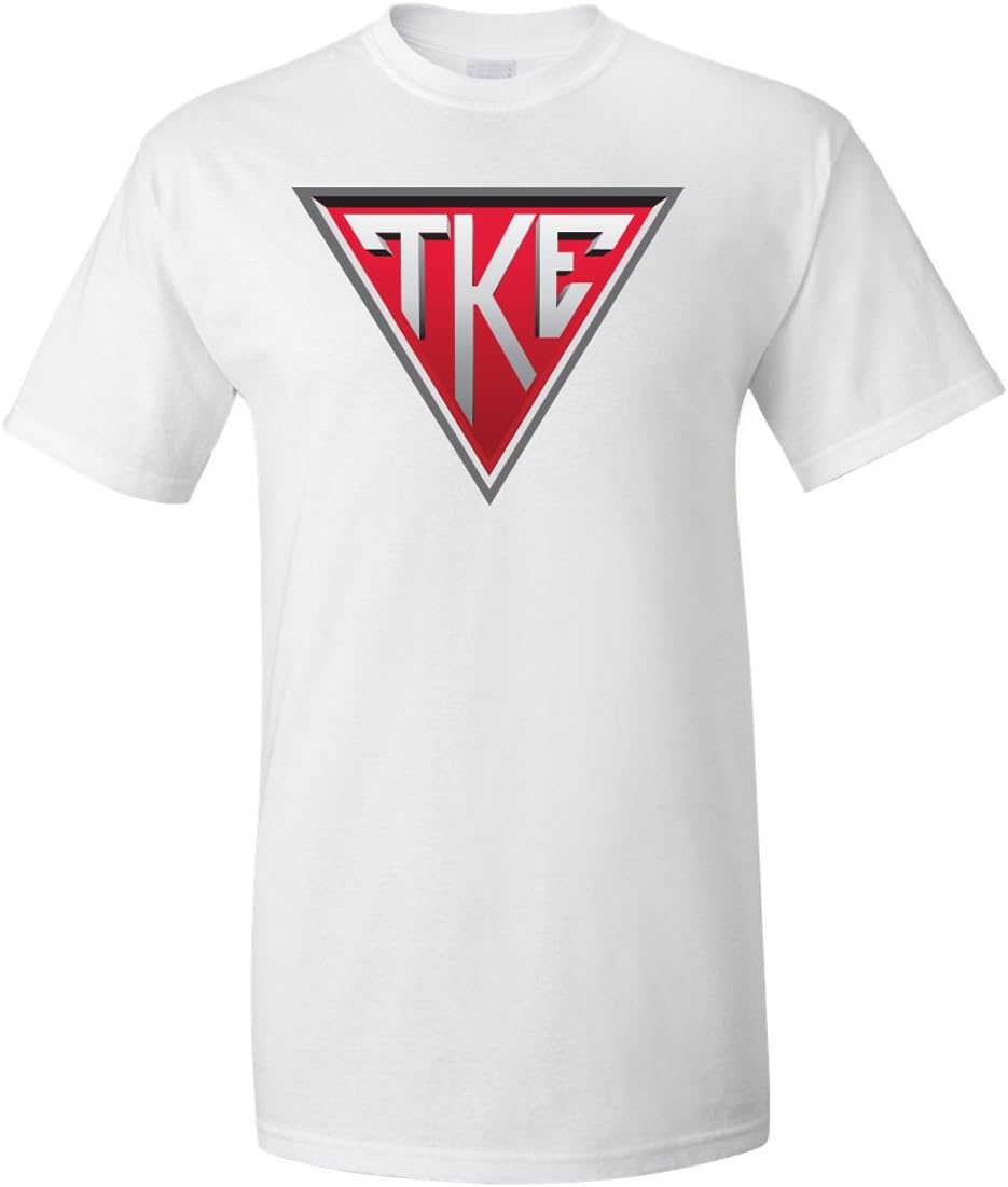 Tau Kappa Epsilon T-Shirt - TKE 'Houseplate' Badge Logo (Large, White)