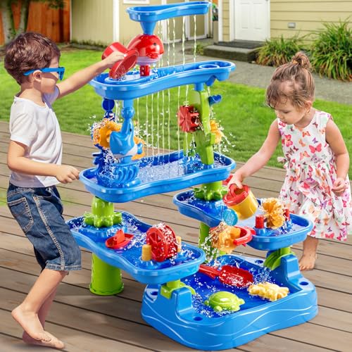 Image of JUKUDAHU Water Table for Kids 3 4 5 6 7 8 Year Old - Water Table with Pond, Sensory Activity Playset, Sand Toys, Summer Outdoor Toys for Toddlers 3-5, Birthday Gifts for Boys Girls 3-8