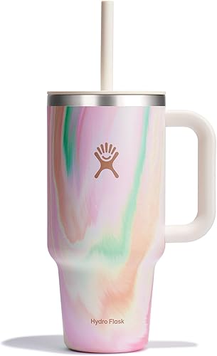 Miniatura 14 de Hydro Flask Vaso de viaje de 40 onzas con asa, tapa y pajita, acero inoxidable aislado en 40 onzas, arena Abeto,Ponche