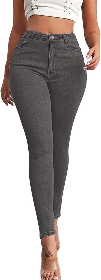Jeans Women's 7/8 Jeans Skinny High Waist Plain Stretch Jeans Boyfriend Pants with Pockets Streetwear Casual Sexy Slim Fit Pencil Trousers Casual Trousers Hip Jeans Women's Jeans