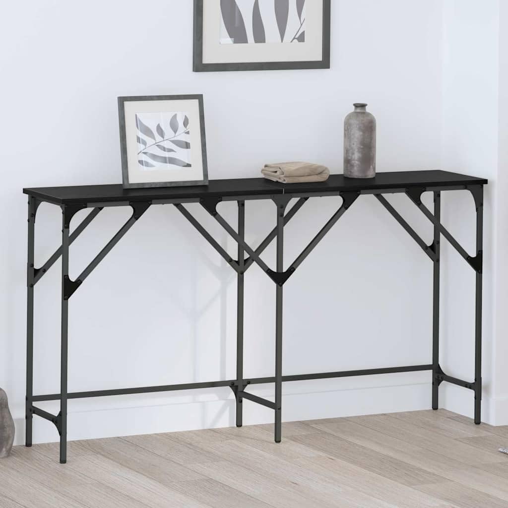 SXZenSpace 140cm Console Table Black Oak, Hairpin Legs, Wood & Steel, Adjustable Feet, Narrow Hallway/Living Room/Bedroom Side Display