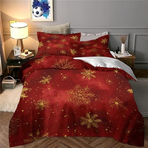 Housse de couette flocons dorés pour lit single fille festive