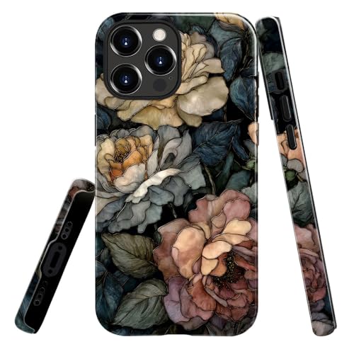 Coque iPhone 16 Pro Max antichoc évitez les rayures motif vitrail floral