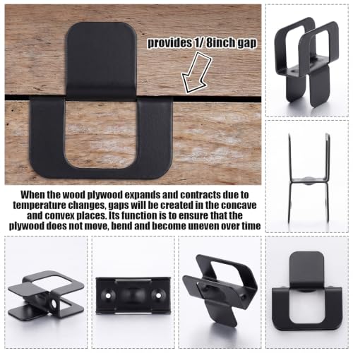 Image of Hicarer 100 Pcs Plywood H Clips for Roofing Panel Plywood Sheathing Clip, Steel Box Clips Panel Edge Sheathing Clip Quick Installation-hot Dipped Galvanized for Extended Life(Black,7 /16 Inch)