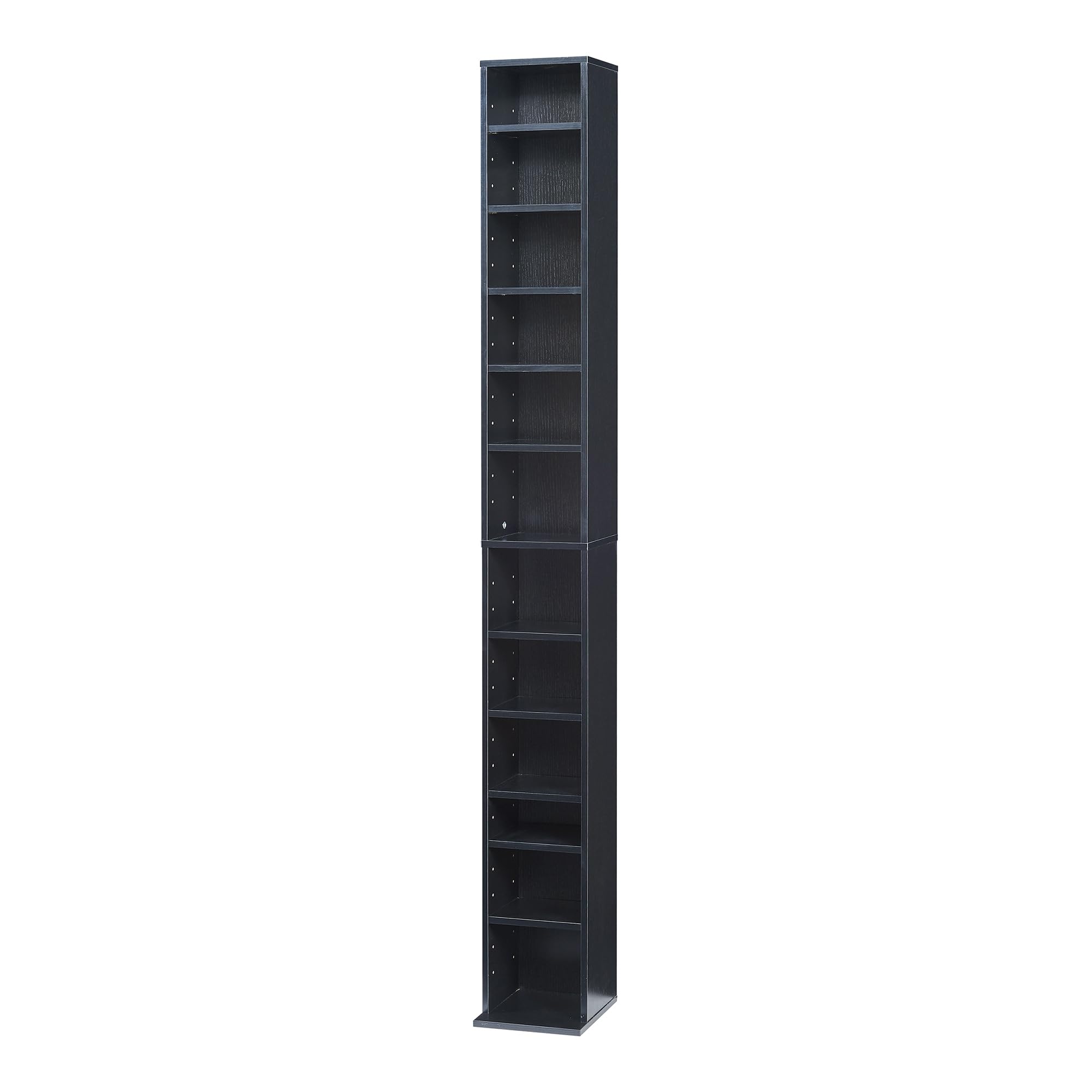 [en.casa] CD Regal Tynset DVD Regal mit 12 Ablagefächern CD Aufbewahrung 175 x 20 x 20 cm Standregal höhenverstellbare Regalböden Schwarz