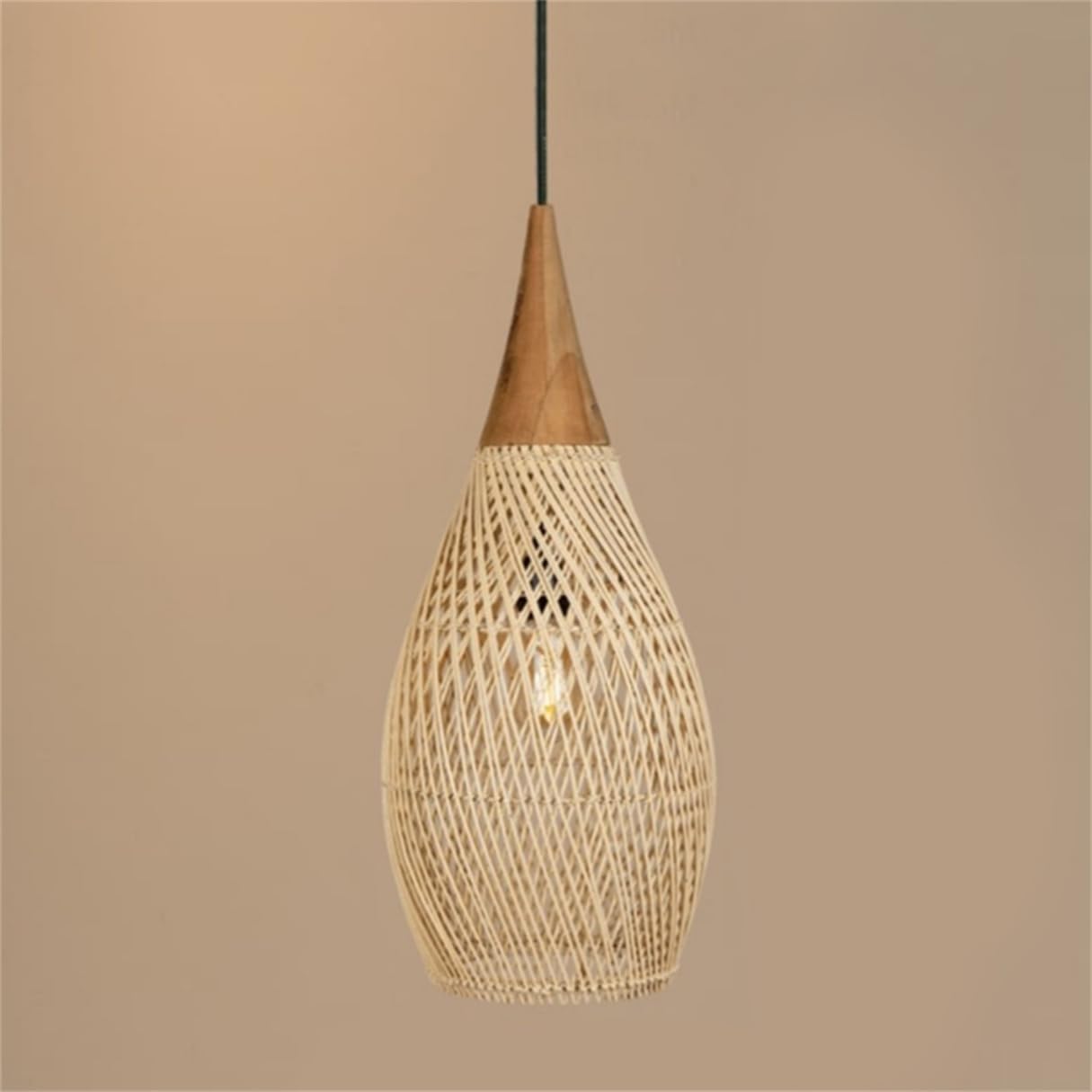 CSSYKV Farmhouse Rattan Chandelier for Dining Room Coastal Wicker Fixtures 21.6" Large Boho Hand Woven Pendant Light Fixture for Kitchen Island Bedroom Living Room Nursery 1-Pack