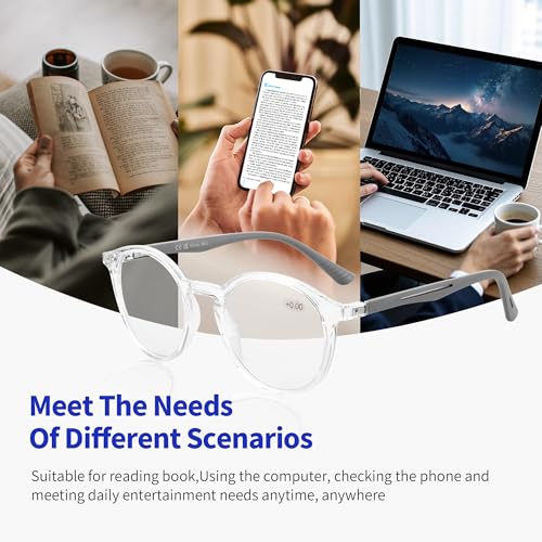 Image of BLUEMOKY Reading Glasses for Men and Women: Blue Light Round Classic Eyeglasses - Computer Readers Glasses