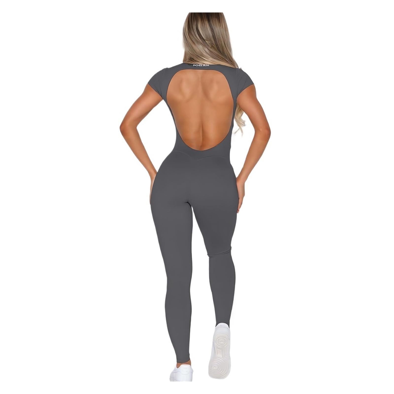 Mono Deportivo Mujer Body de camiseta con espalda descubierta for mujer, sin costuras, for gimnasio, manga corta, conjunto yoga una pieza, mono