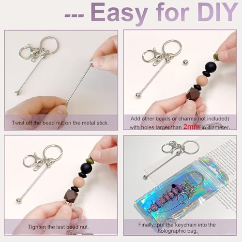Image of Beadable Keychain Bars Bulk Blank Creative Cute Keychains Bar for Beads Purse Keychains for Women Man