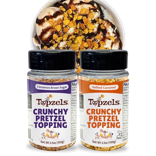 Ice Cream & Dessert Toppings By Topzels, Sweet Combo - Includes Two Flavors | 3.5 Oz (Pack of 2) | No Artificial Flavors, Colors or Preservatives, Crushed Pretzels, Adds Crunch & Bold Flavor