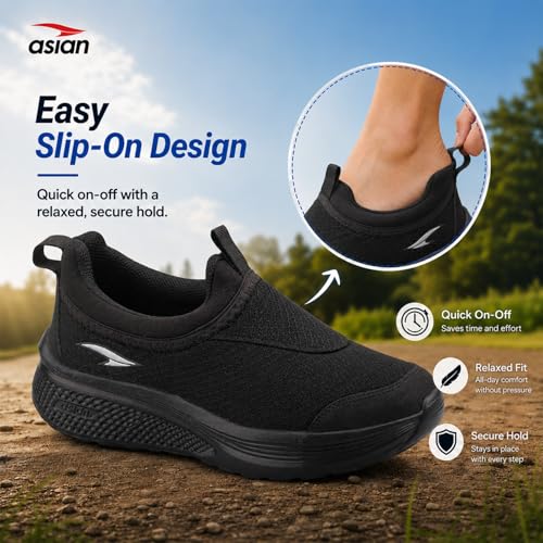 Image of ASIAN Wonderwalk-31 Men's Walking Shoes | Slip-On Daily Walk Trainer with Breathable Knit Mesh, Memory Foam Comfort & Lightweight Design