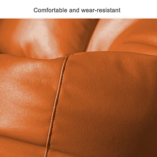 Image of 4XL Bean Bag with Stool & Cushion Ready to Use Filled with Beans | Faux Leather Bean Bag Chair (Orange, XXXXL)