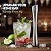 Stainless Steel Cocktail Muddler Bar Tool - 8 Inch Metal Drink Muddler for Mojito & Old Fashioned - Ergonomic Fruit Masher with Diamond Head for Bartender & Home Bar (Silver, Brushed Finish)