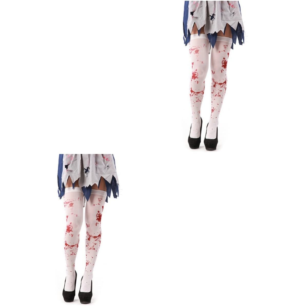 Halloween Strümpfe Mit Blut-Effekt + 10 Narben-Tattoos - Grusel-Kostüm Für Partys & Festivals