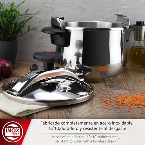 Miniatura 3 de Magefesa Star Bombeada Olla A Presión Rápida De 8 Litros, Fácil Uso, Acero Inoxidable 18 10, Apta Para Todo Tipo De Cocinas, Incluido Induccion, Fondo Termo Difusor, 3 Sistemas De Seguridad, Express