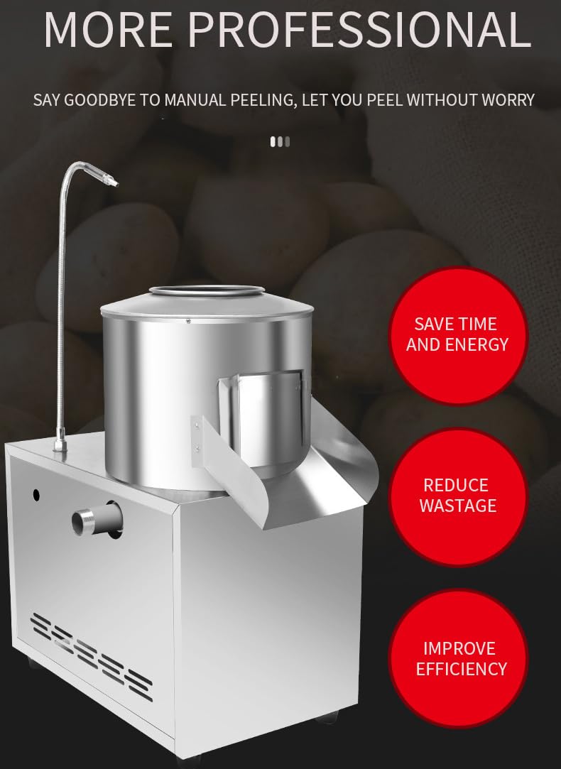 Peladora de patatas eléctrica comercial, peladora automática de patatas de 1100 W, lavadora peladora de patatas de acero inoxidable de 240 kg/hora, para pelar patatas dulces con jengibre y taro