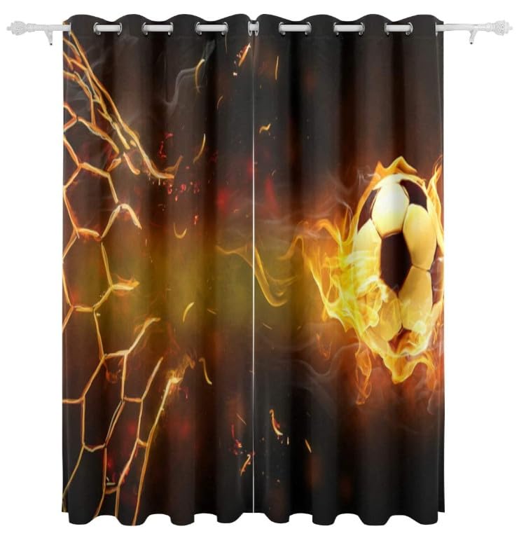 Rideaux isolants thermiques pour salon et chambre au motif football noir